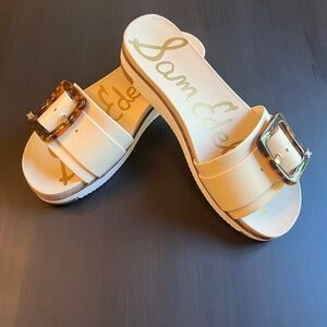 Sam Edelman Ariane Leather Slides Ivory 8.5